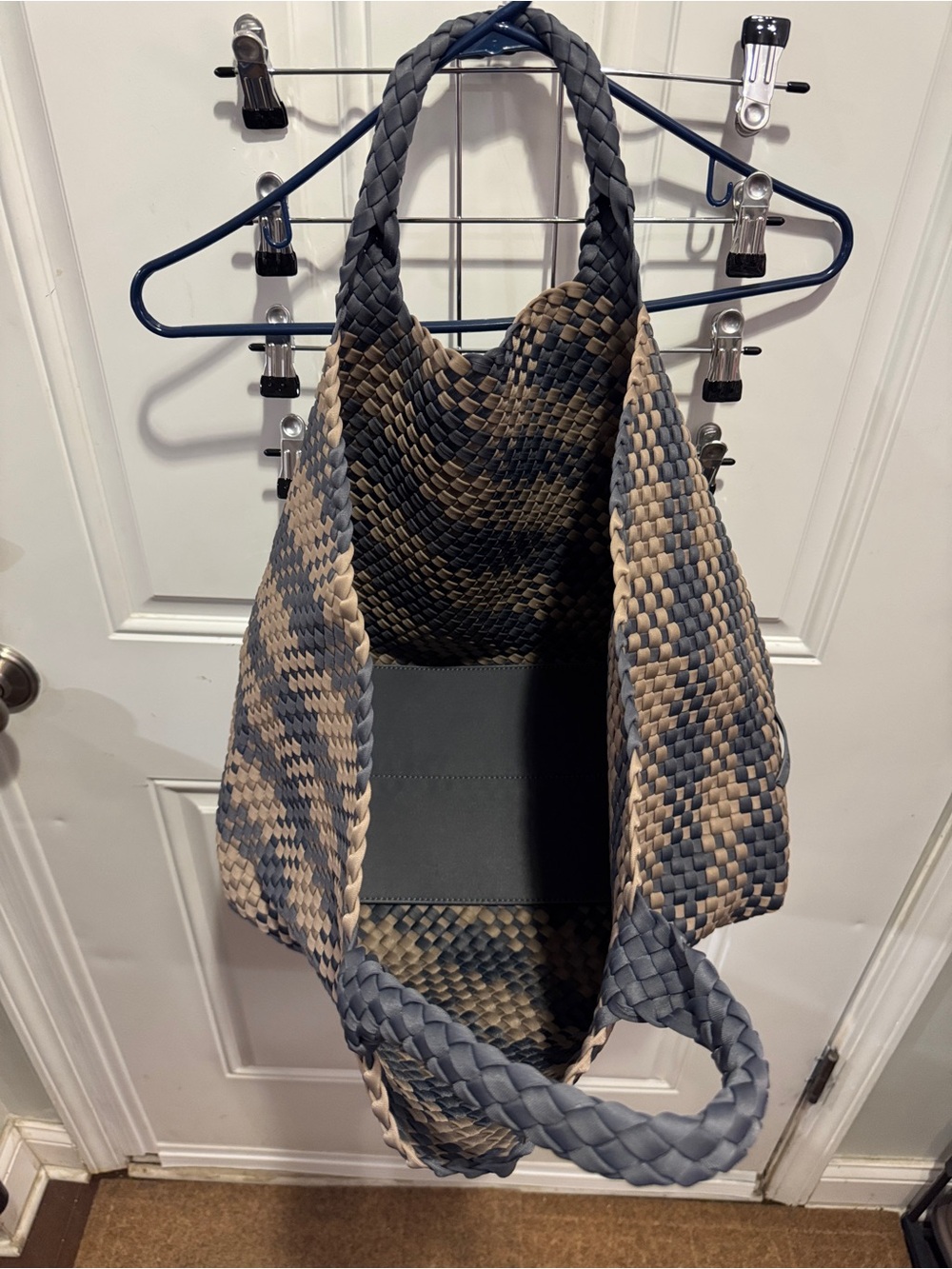 Naghedi St. Barths Dune Large Plaid Tote Handwoven Neoprene w Zip Pouch $350.00 - Picture 12 of 13